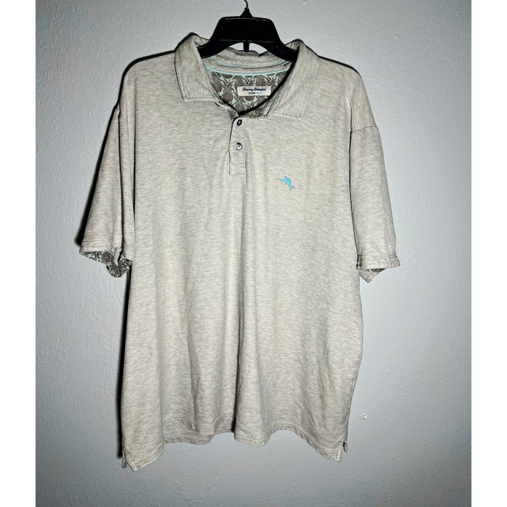 Tommy Bahama IslandZone Men's XXXL Gray Polo Shirt Marlin Logo Golf Performance